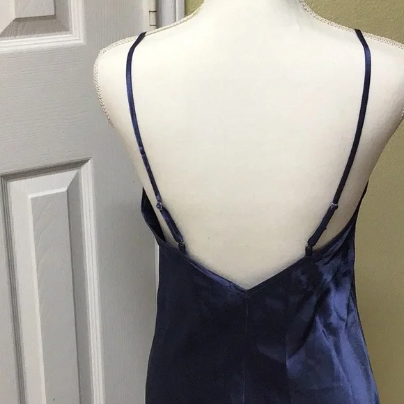 HALSTON BLUE EMBROIDERED MAXI SLIP DRESS M - Picture 8 of 11